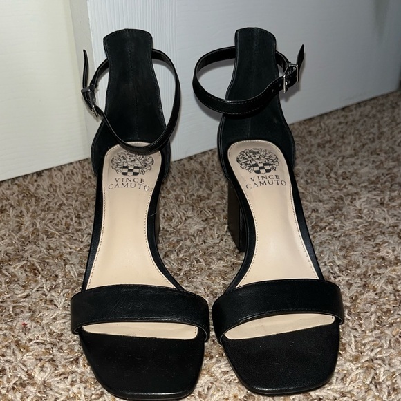 Vince Camuto Black Margry Ankle Strap Block Heel - Picture 1 of 4
